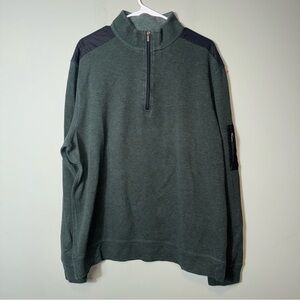 Bugatchi Men’s Quarter Zip Long Sleeve Green/Black Top Size XXL